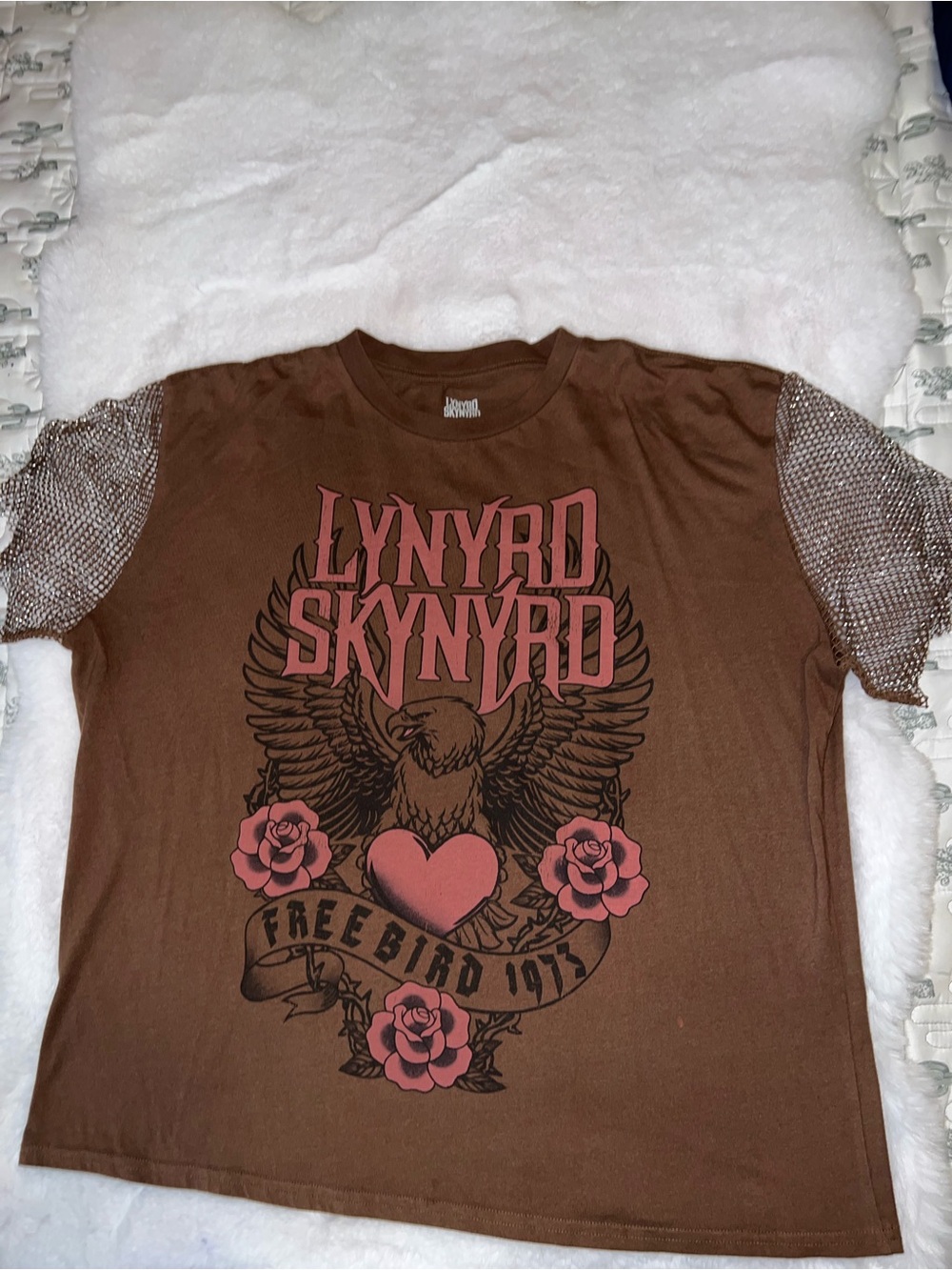 Lynyrd Skynyrd Brown Short Sleeve Graphic Tee with Pink Accents